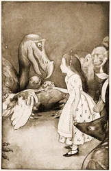 "Der Dodo überreichte feierlich den Fingerhut", Illustration für Lewis Carrolls "Alice im Wunderland", 1901